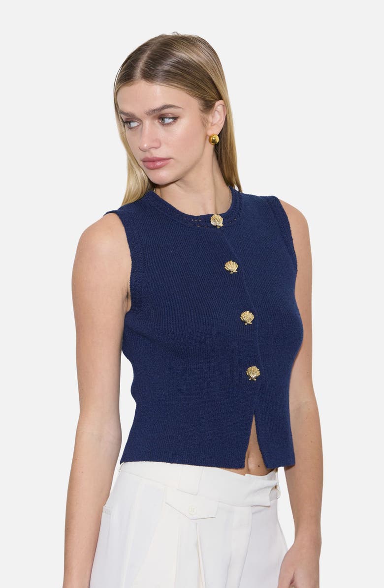 Blu Pepper Button Up Knit Vest, Alternate, color, Navy