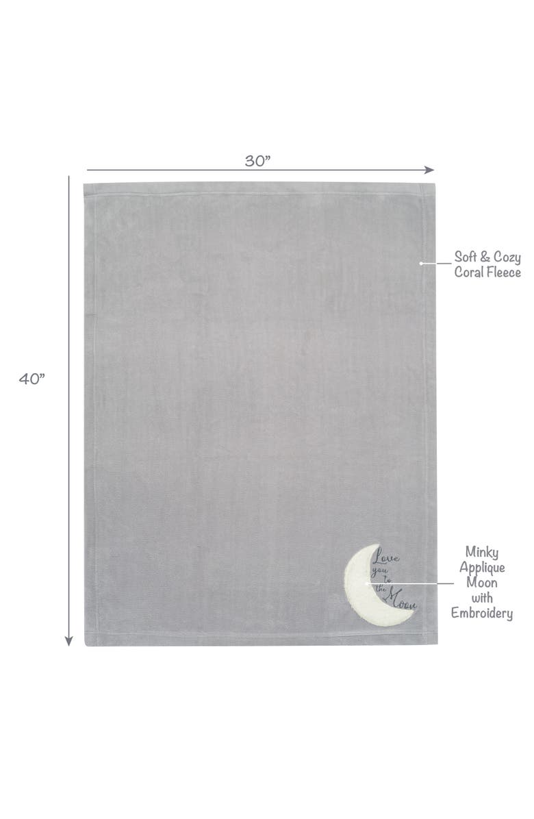 Lambs & Ivy Goodnight Moon Appliqued and Embroidered Fleece Baby Blanket, Alternate, color, Gray