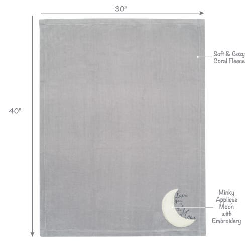 Lambs & Ivy Goodnight Moon Appliqued And Embroidered Fleece Baby Blanket In Gray