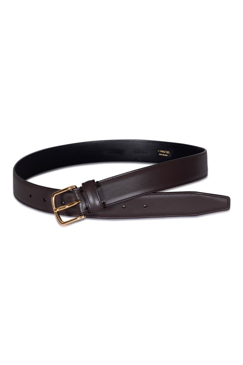Stitched Leather Belt, Alternate, color, CACAO BROWN