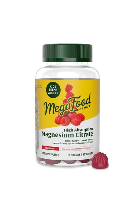 Magnesium Citrate Gummies, High Absorption, For Adults, Teens & Kids, 60 Vegan Raspberry Gummies