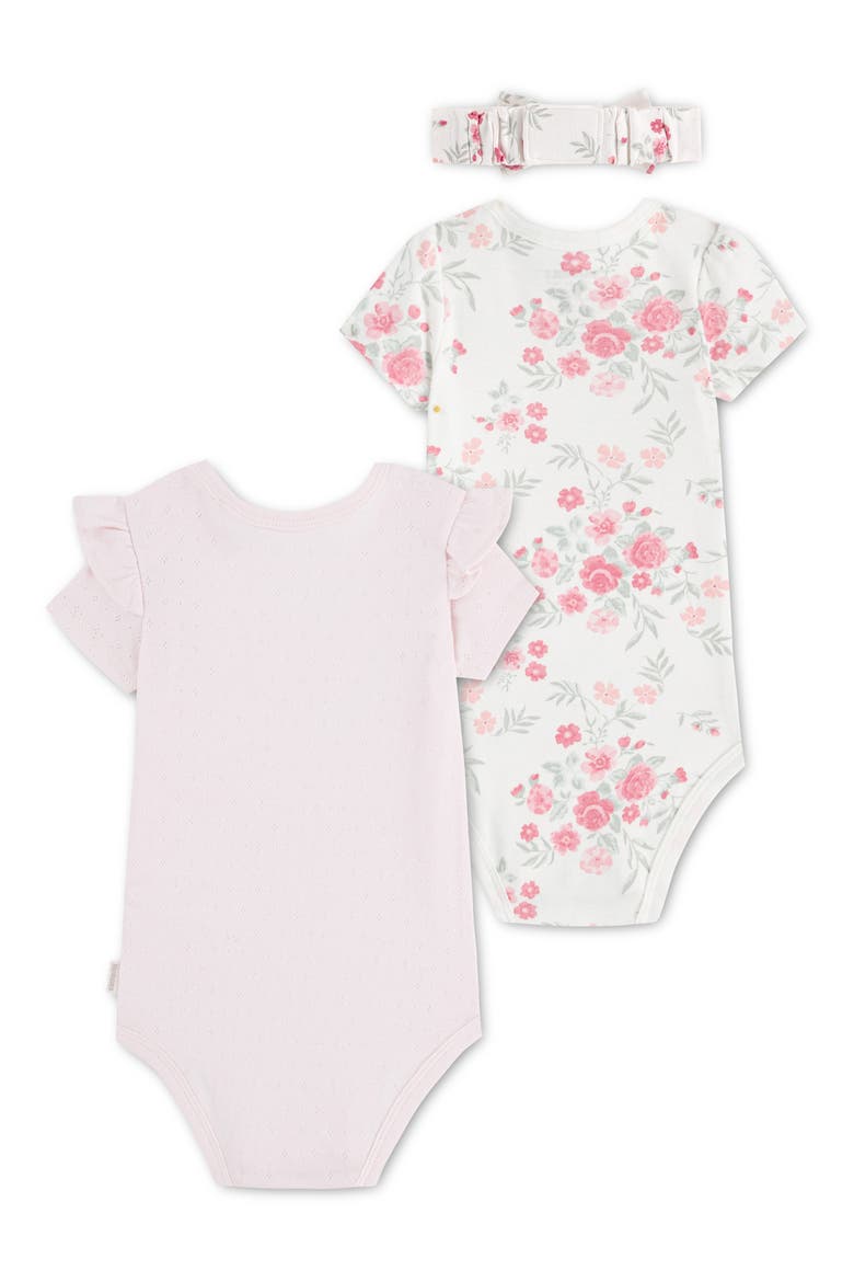 3-Piece Organic Cotton Bodysuits & Headband Set, Alternate, color, ROSEWATER