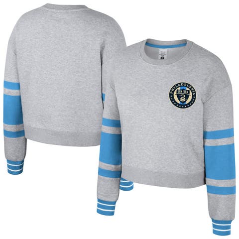 Women's Stadium Essentials Heather Gray Philadelphia Union Scrimmage Cropped Pullover Sweatshirt