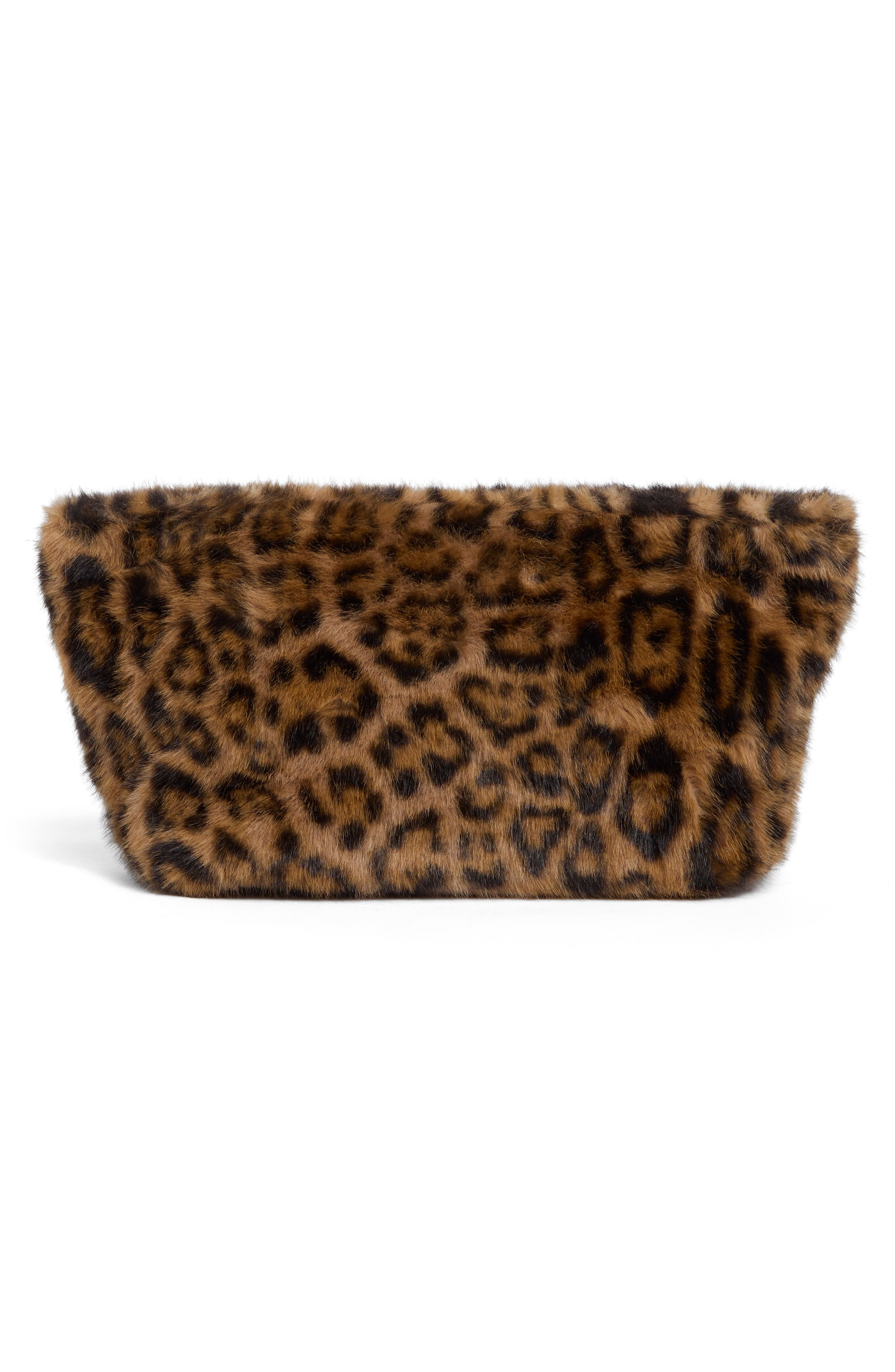 Faux Fur Oversized Clutch, Alternate, color, LEOPARD