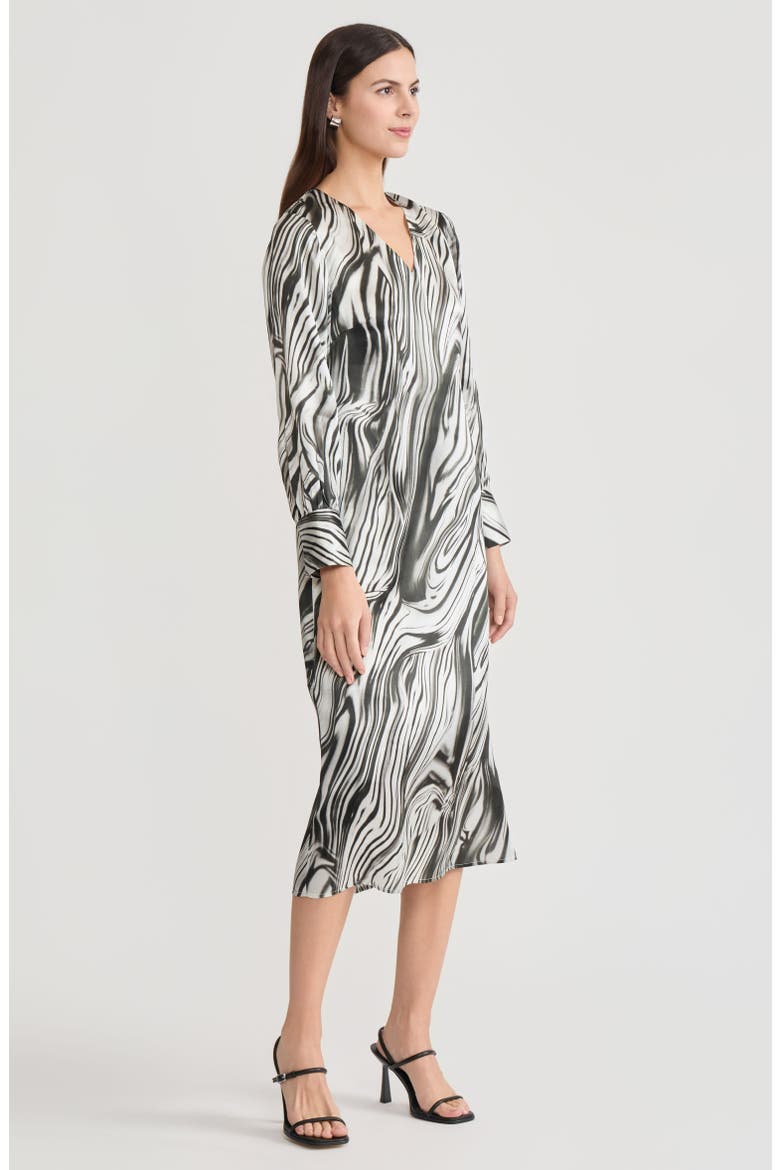 Marble Print Silk Maxi Dress, Alternate, color, Black/White