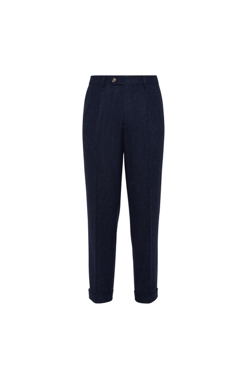 Brunello Cucinelli Straight-leg Cotton-blend Trousers In Blue