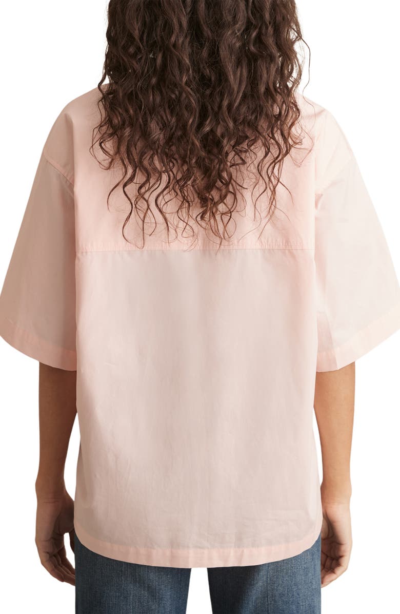 Reiss Jordan Oversize Short Sleeve Button-Up Shirt, Alternate, color, Coral Pink