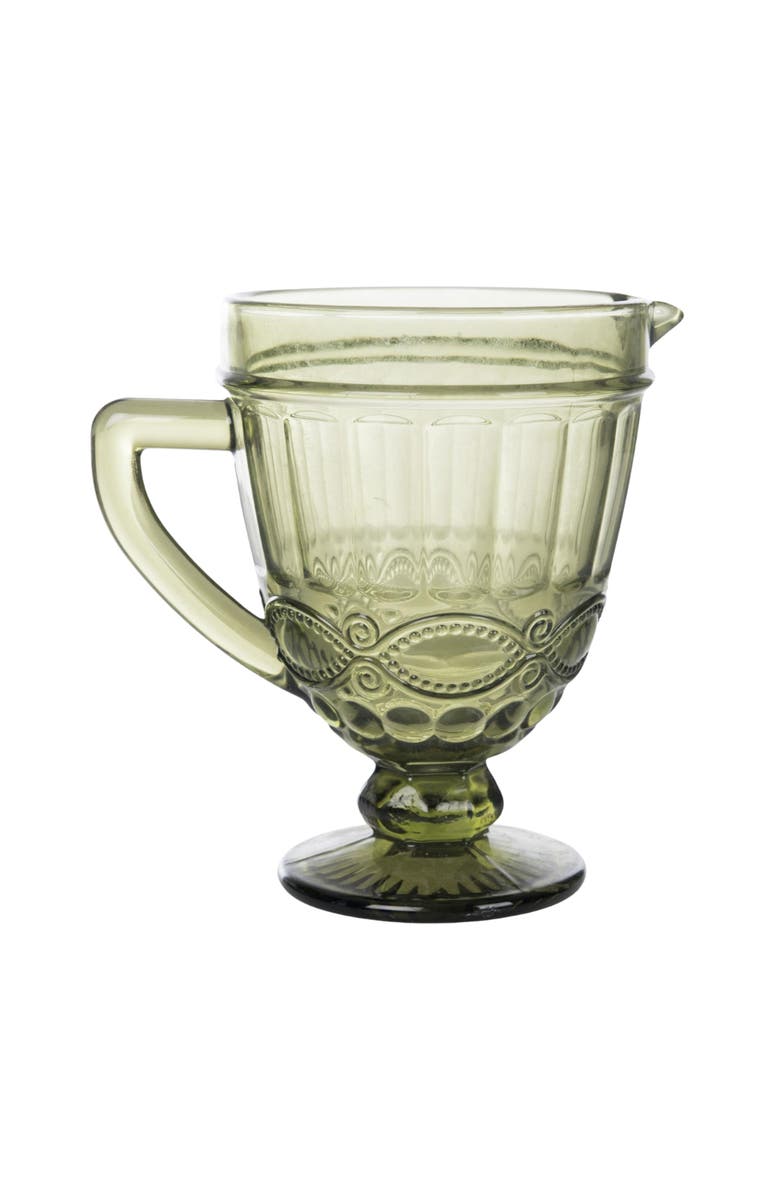 Transpac 20oz Glass Embossed Pitcher for Spring Gatherings Elegant Tabletop Decor Hand Wash Only Gift for Hostess, Main, color, Green