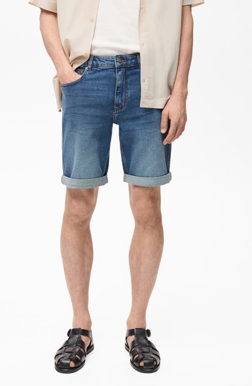 Mango Denim Bermuda Shorts In Dark Blue