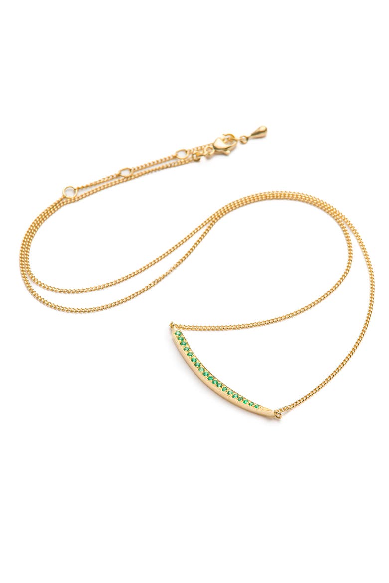 Crescent Moon Necklace  with Natural Gemstones. Handmade in Italy, Main, color, Emerald