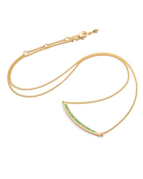 Crescent Moon Necklace with Gemstone