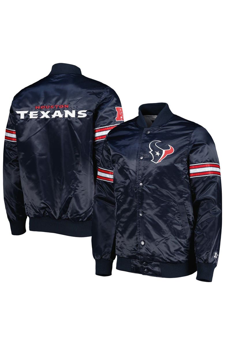 STARTER Men's Starter Navy Houston Texans The Pick and Roll Full-Snap Jacket, Main, color, 