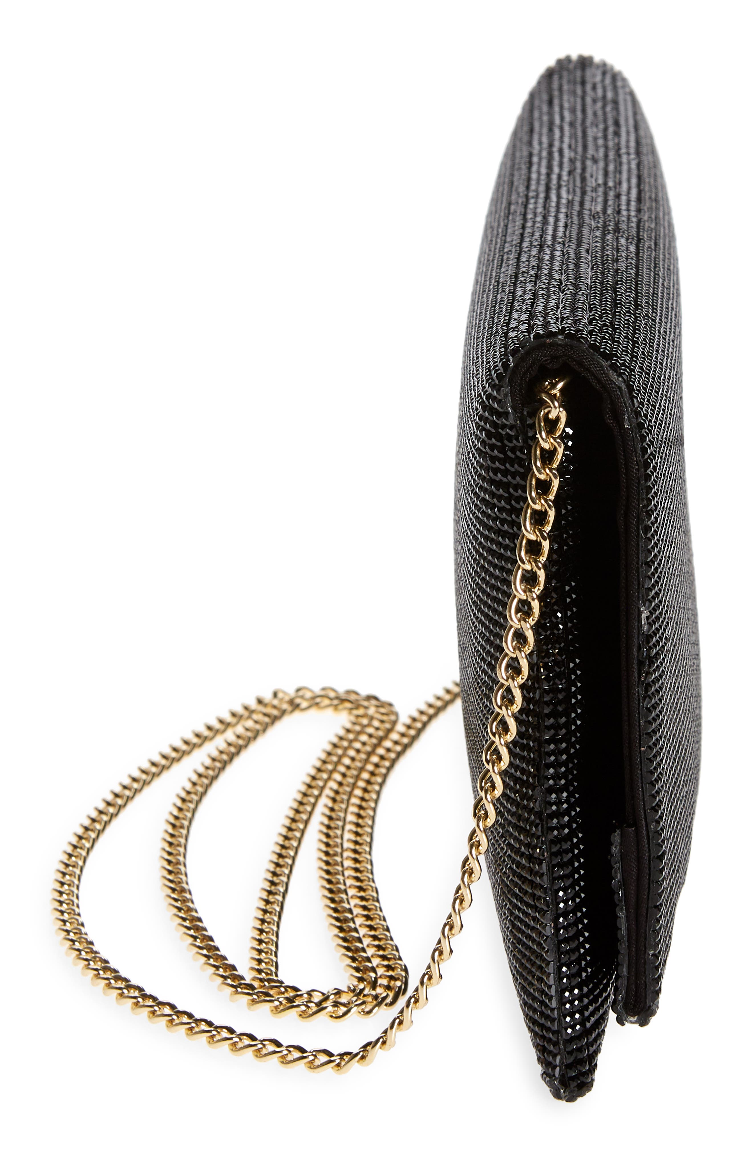 Mini Crystal Flap Clutch, Alternate, color, METALLIC BLACK