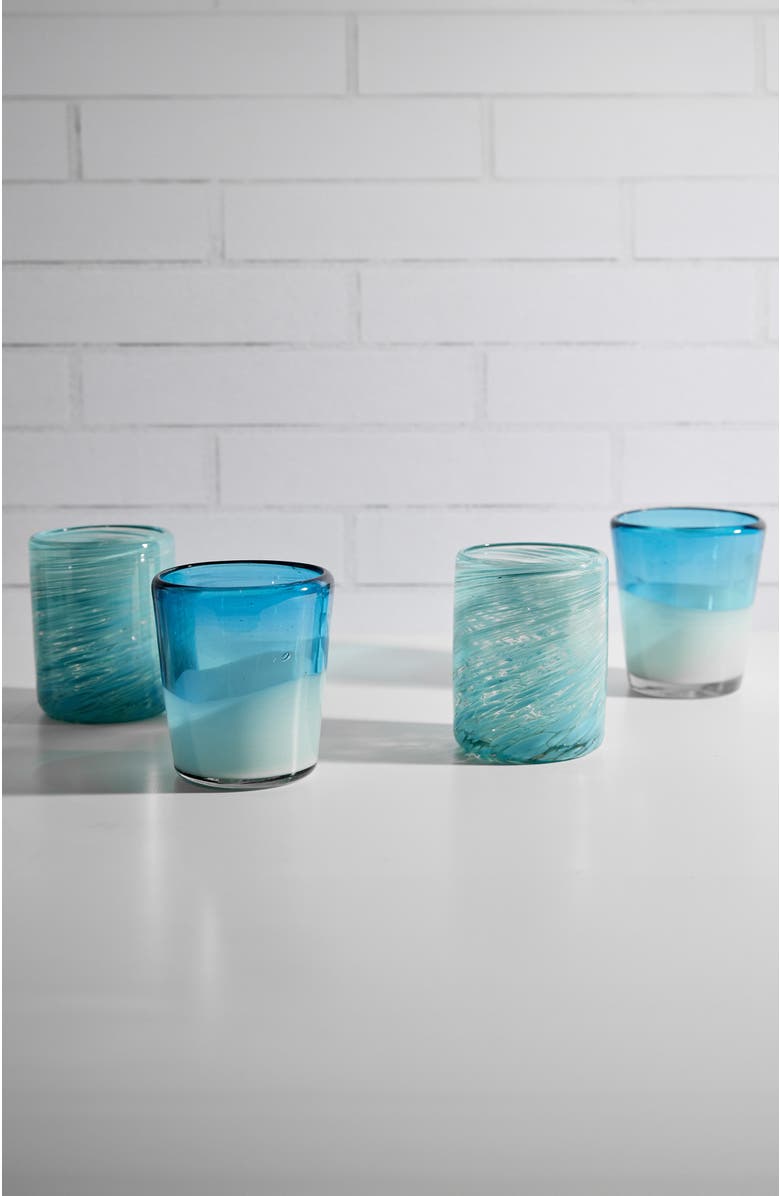 Verve Culture Handblown Glasses - Set of 4, Alternate, color, Aqua