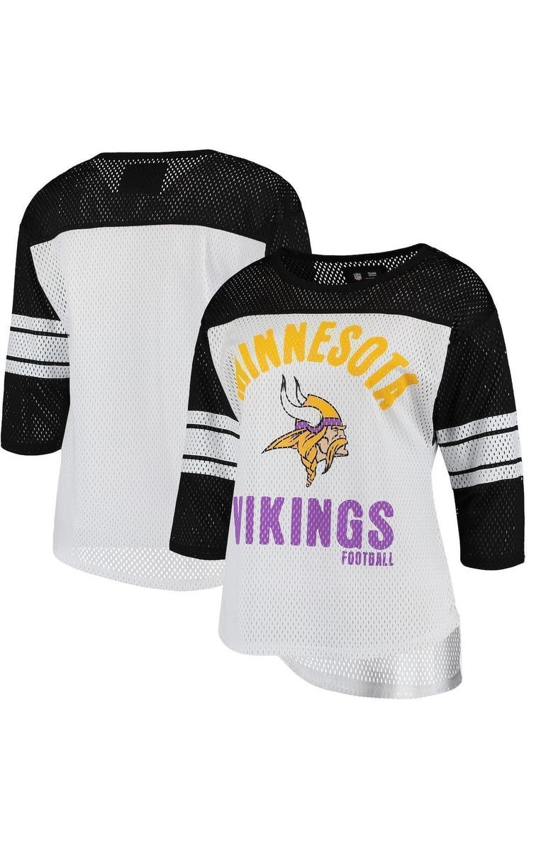 G-III 4HER BY CARL BANKS Women's G-III 4Her by Carl Banks White/Black Minnesota Vikings First Team 3/4-Sleeve Mesh T-Shirt, Alternate, color, 