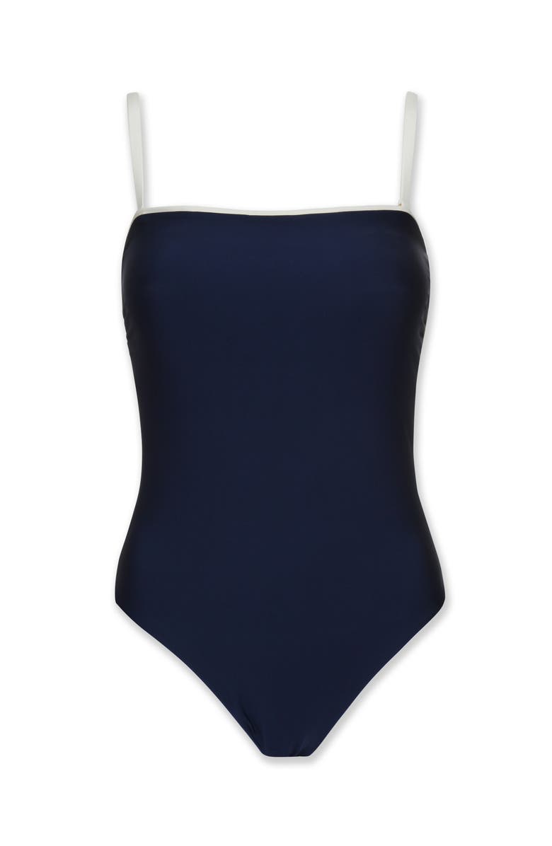 HELEN JON Bandeau With Contrast One-Piece, Alternate, color, Navy Ivory