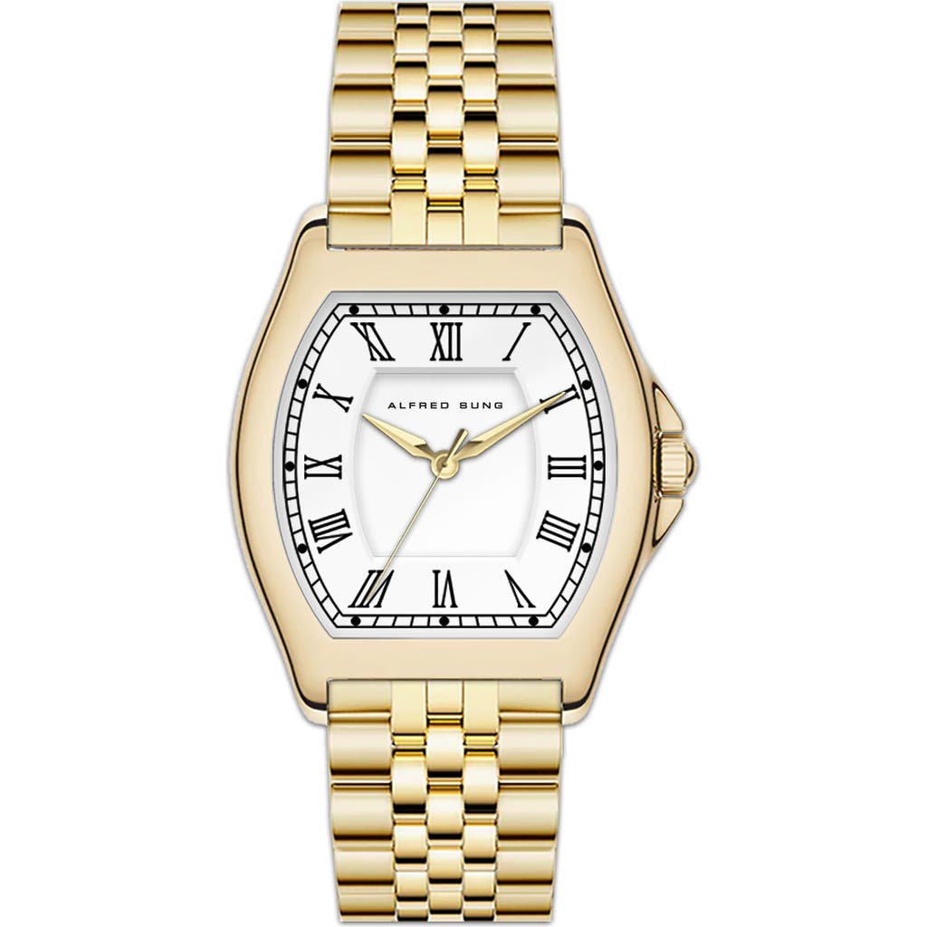 Alfred Sung Heritage Tonneau Bracelet Strap Watch, 22mm X 32mm In Gold