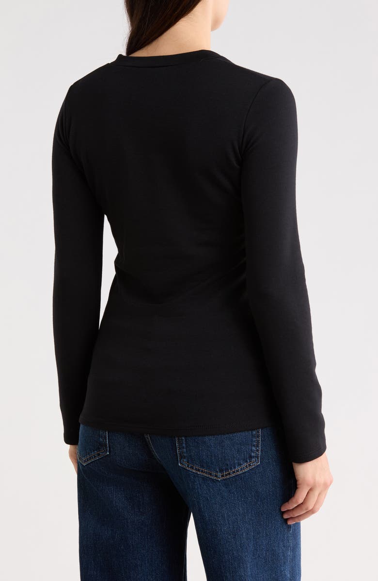 GO COUTURE V-Neck Long Sleeve T-Shirt, Alternate, color, Black