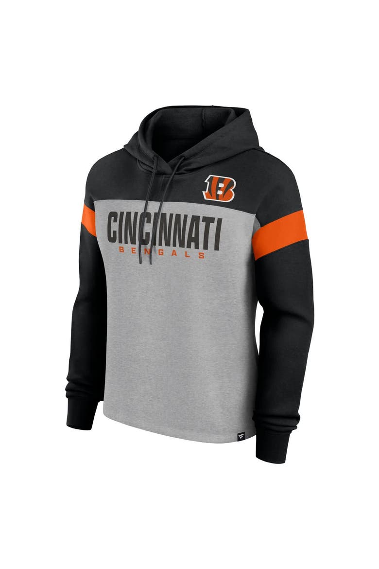 Women's Fanatics Heather Gray/Black Cincinnati Bengals Bold Play Call Pullover Hoodie, Alternate, color, Heather Gray