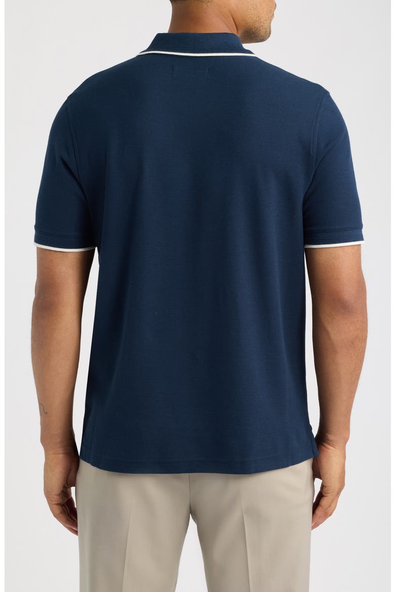 Piqué Johnny Collar Shirt, Alternate, color, NAVY SAPPHIRE