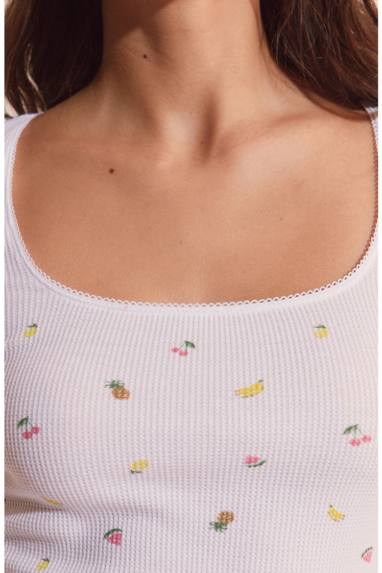 Rives Fruit Print Waffle Knit Cotton Pajama Top, Alternate, color, WHITE
