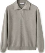 MANGO Half Zip Piqué Sweater