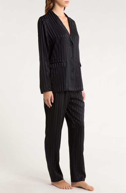 Lunya Stripe Jacquard Washable Silk Pajamas In Black