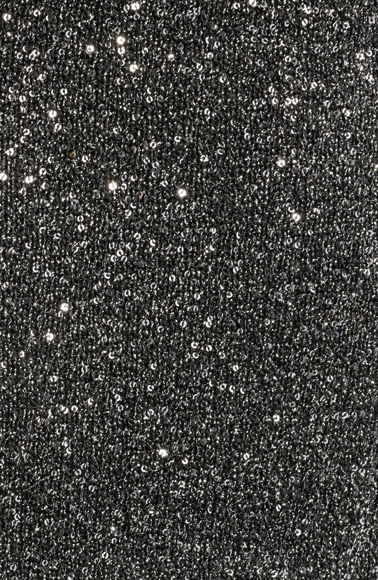 LoveShackFancy Sarajane Metallic Flounce Hem Minidress, Alternate, color, Black