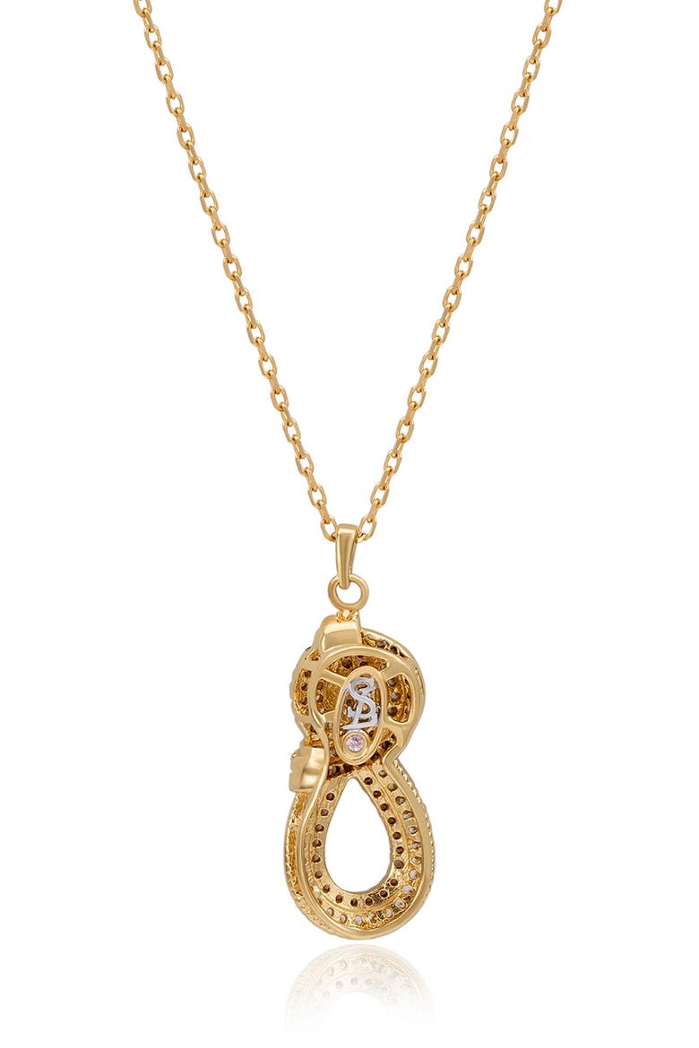 Pavé Cubic Zirconia Twisted Knot Pendant Necklace, Alternate, color, BROWN