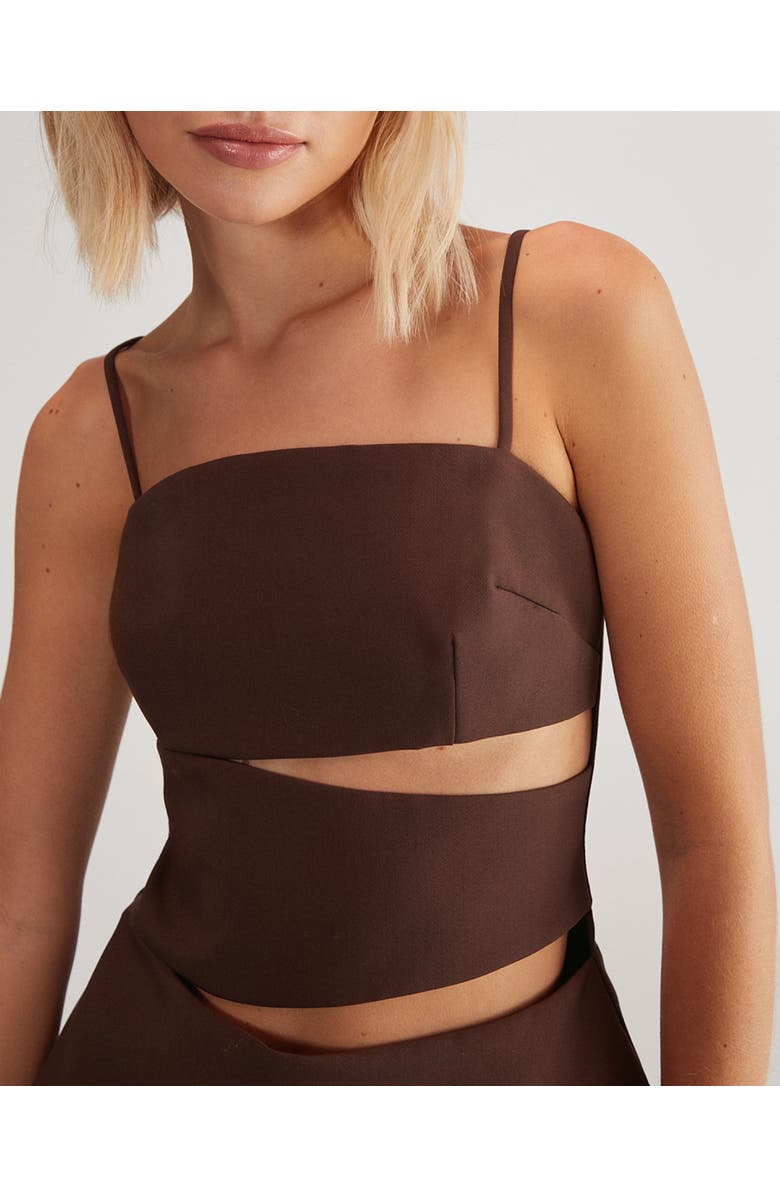 NASTY GAL Premium Tailored Cut Out Longline Top, Alternate, color, Choc Brown