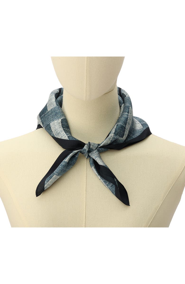 Kurt Geiger London Denim Print Silk Bandana, Alternate, color,