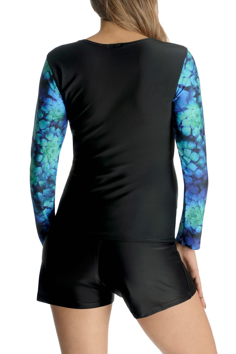 Contrast Sleeve Maternity Rashguard, Alternate, color, BLACK