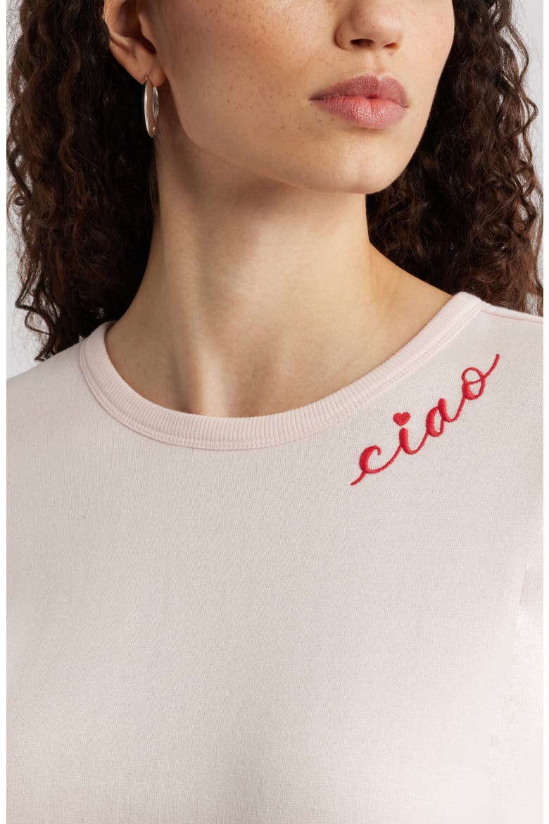 Ciao Embroidered Sweatshirt, Alternate, color, PINK FRESCO RED CIAO