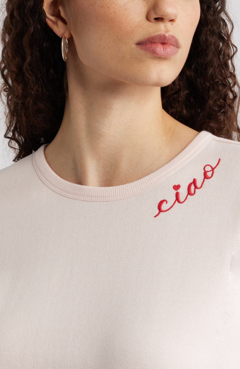 Caslon<sup>®</sup> Ciao Embroidered Sweatshirt, Alternate, color, Pink Fresco Red Ciao