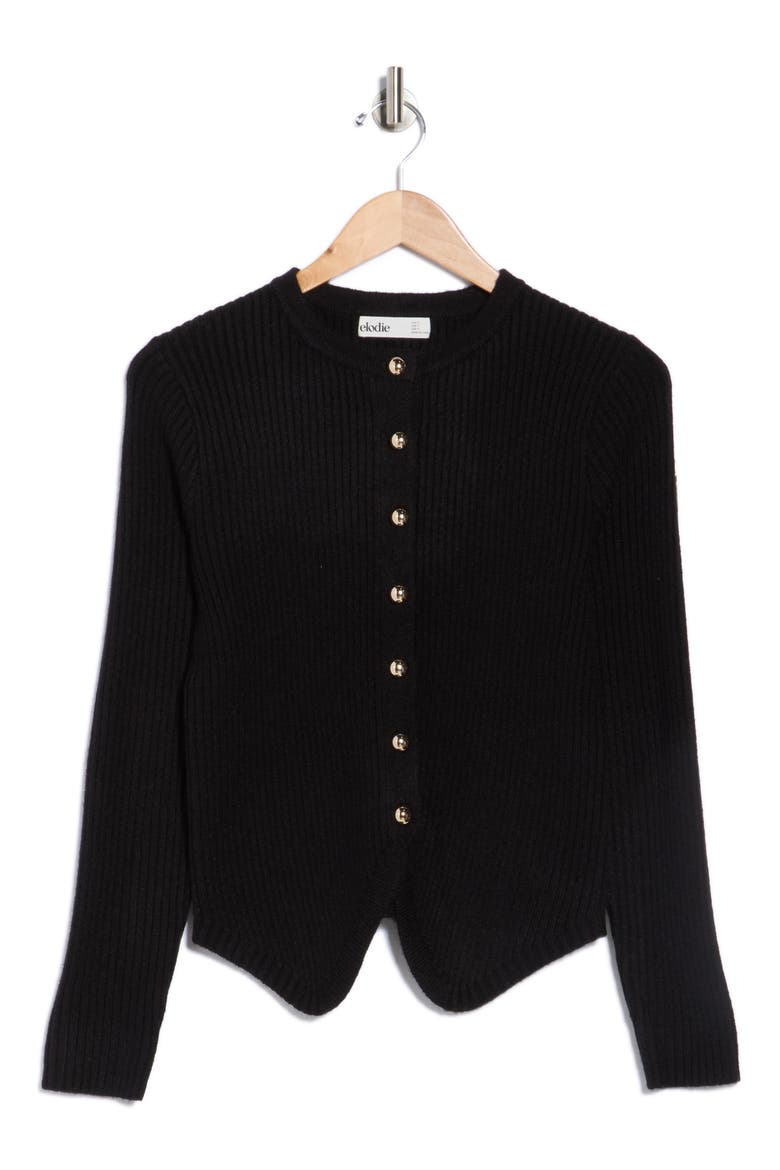 Cutaway Rib Cardigan, Alternate, color, BLACK