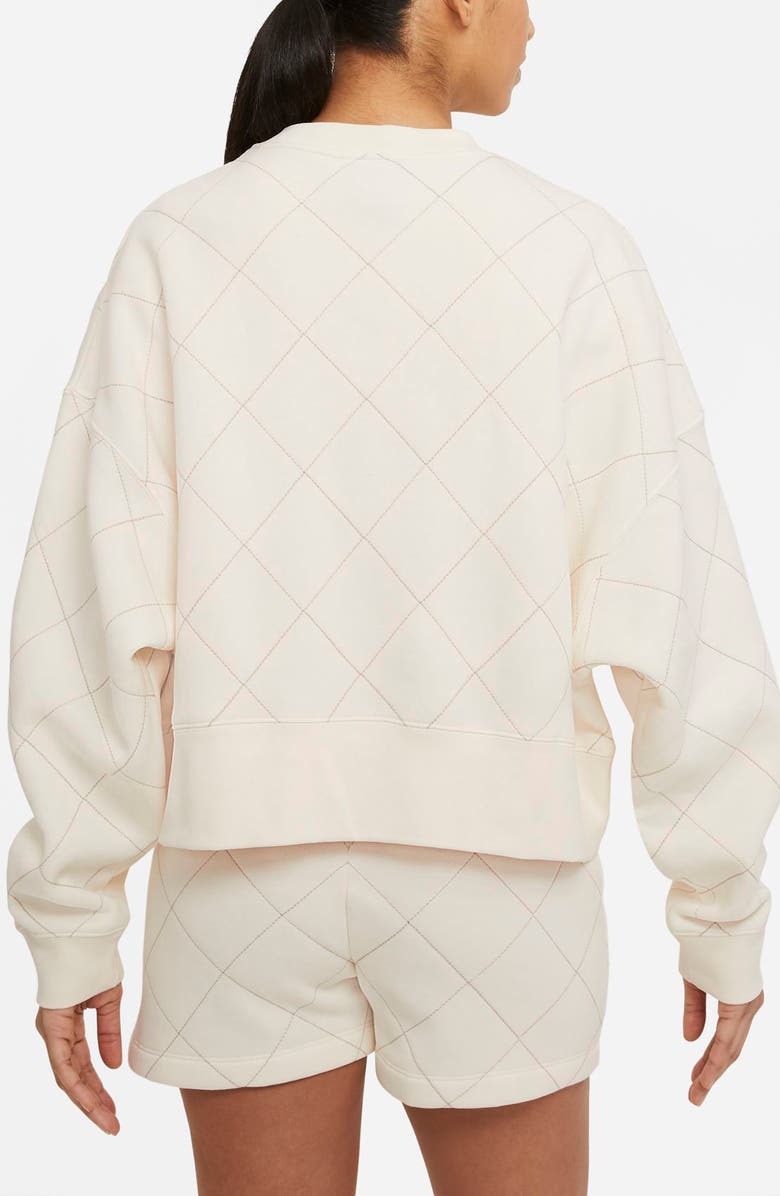 Nike Sportswear Quilted Fleece Sweatshirt, Alternate, color, Pale Ivory/ Apricot