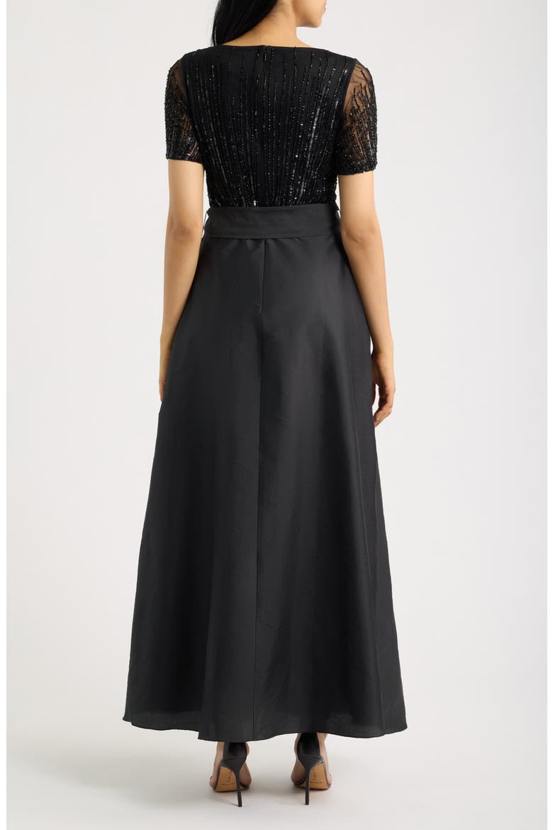 Beaded Tie Waist Gown, Alternate, color, BLACK 001