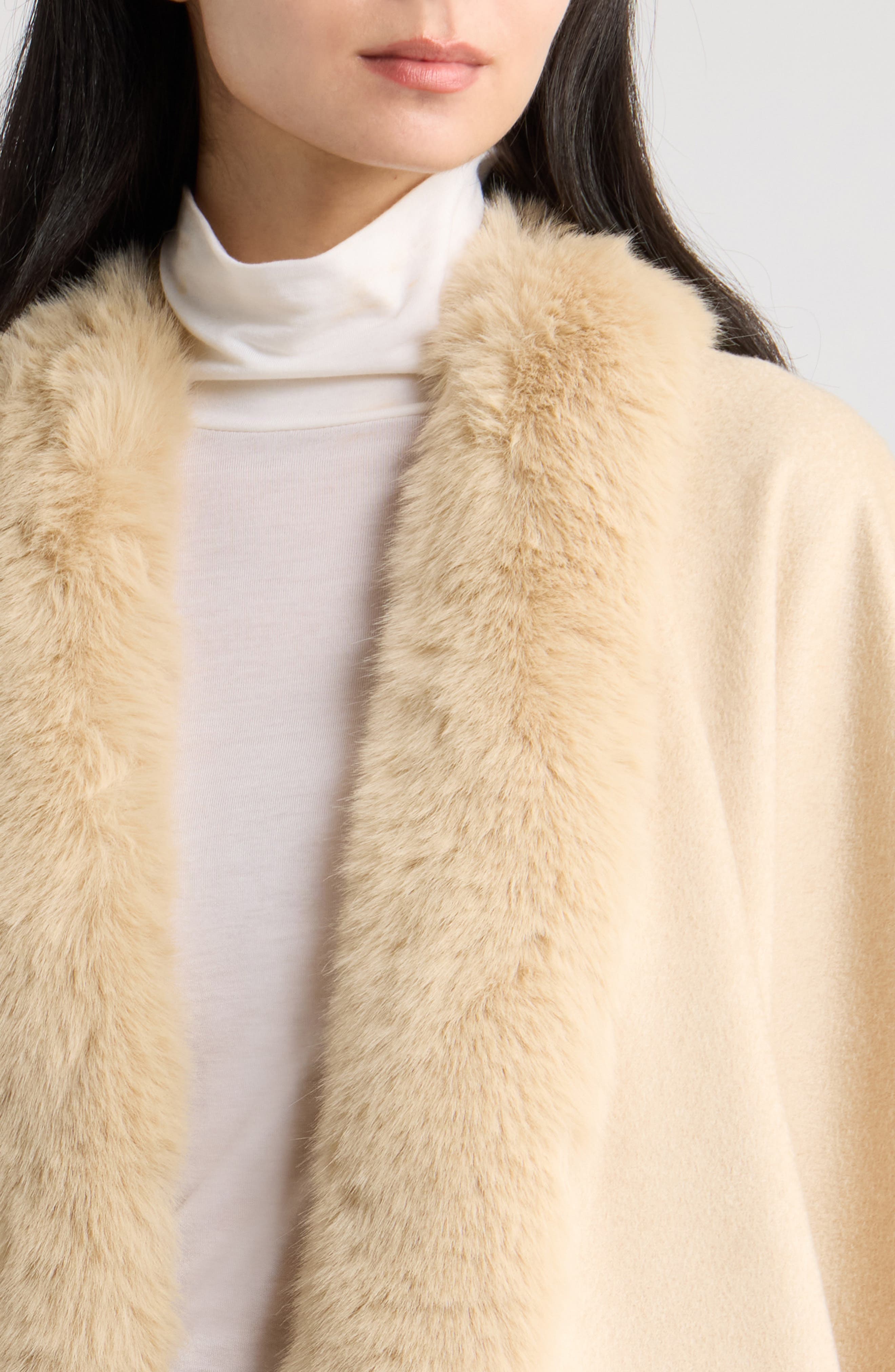 Sofia Cashmere Cashmere Cape with Faux Fur Trim (Women) | Nordstrom