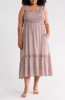 Smocked Bodice Cotton Blend Sundress