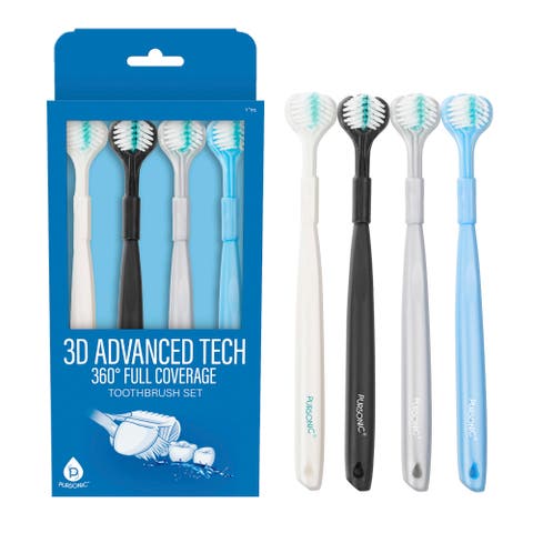 3D Advanced Tech 360° Full Coverage Toothbrush Set (4-Pack)