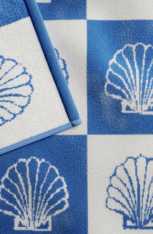 Woven & Weft Oversize Beach Towel In Blue/white Seashell