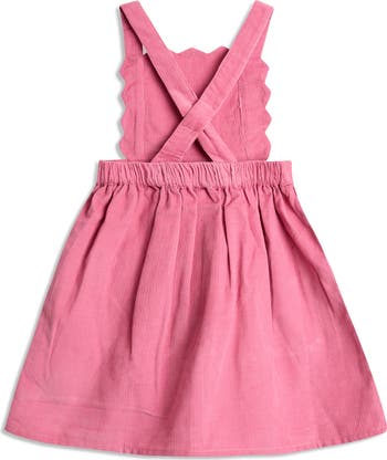 Embroidered Cotton Shirt & Corduroy Pinafore Dress Set