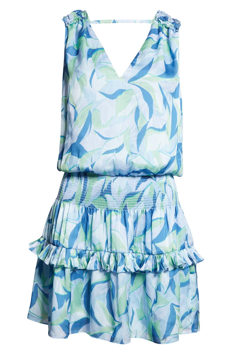 Ramy Brook Leaf Print Sleeveless Minidress, Alternate, color, 