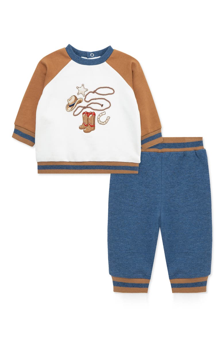Western Active Cotton Sweatshirt & Pants Set, Main, color, BLUE MULTI