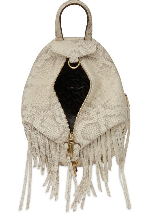 Rebecca Minkoff Mini Julian Snakeskin Print Fringe Convertible Backpack