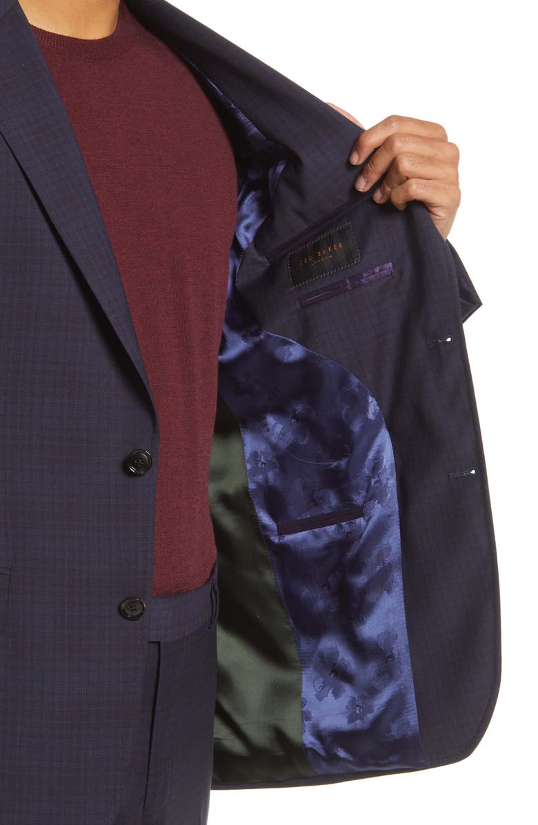 Ted Baker London Jay Check Slim Fit Stretch Wool Suit, Alternate, color, 