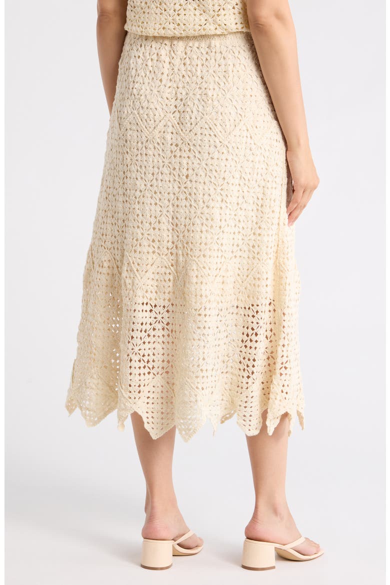 Floral Open Stitch A-Line Midi Skirt, Alternate, color, CREAM