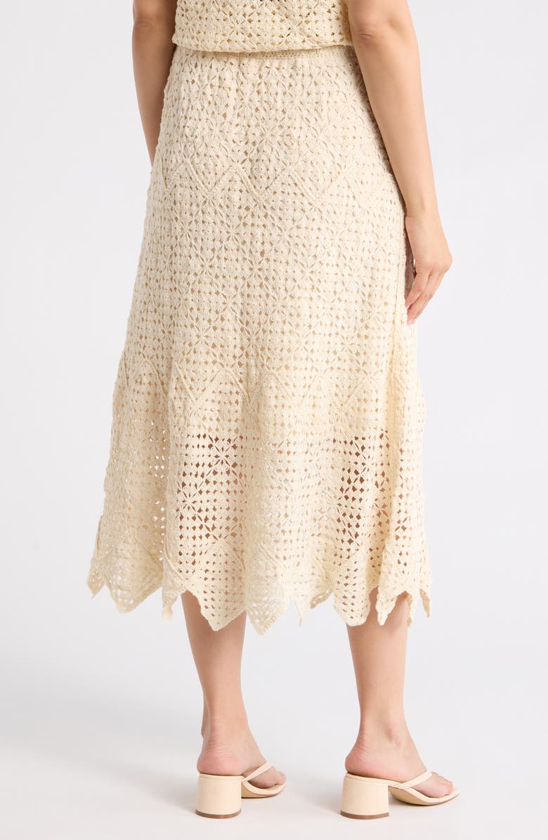 Adrianna Papell Floral Open Stitch A-Line Midi Skirt, Alternate, color, Cream