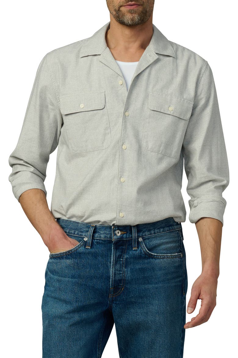 Writers Long Sleeve Camp Shirt, Main, color, NAVY CHECK