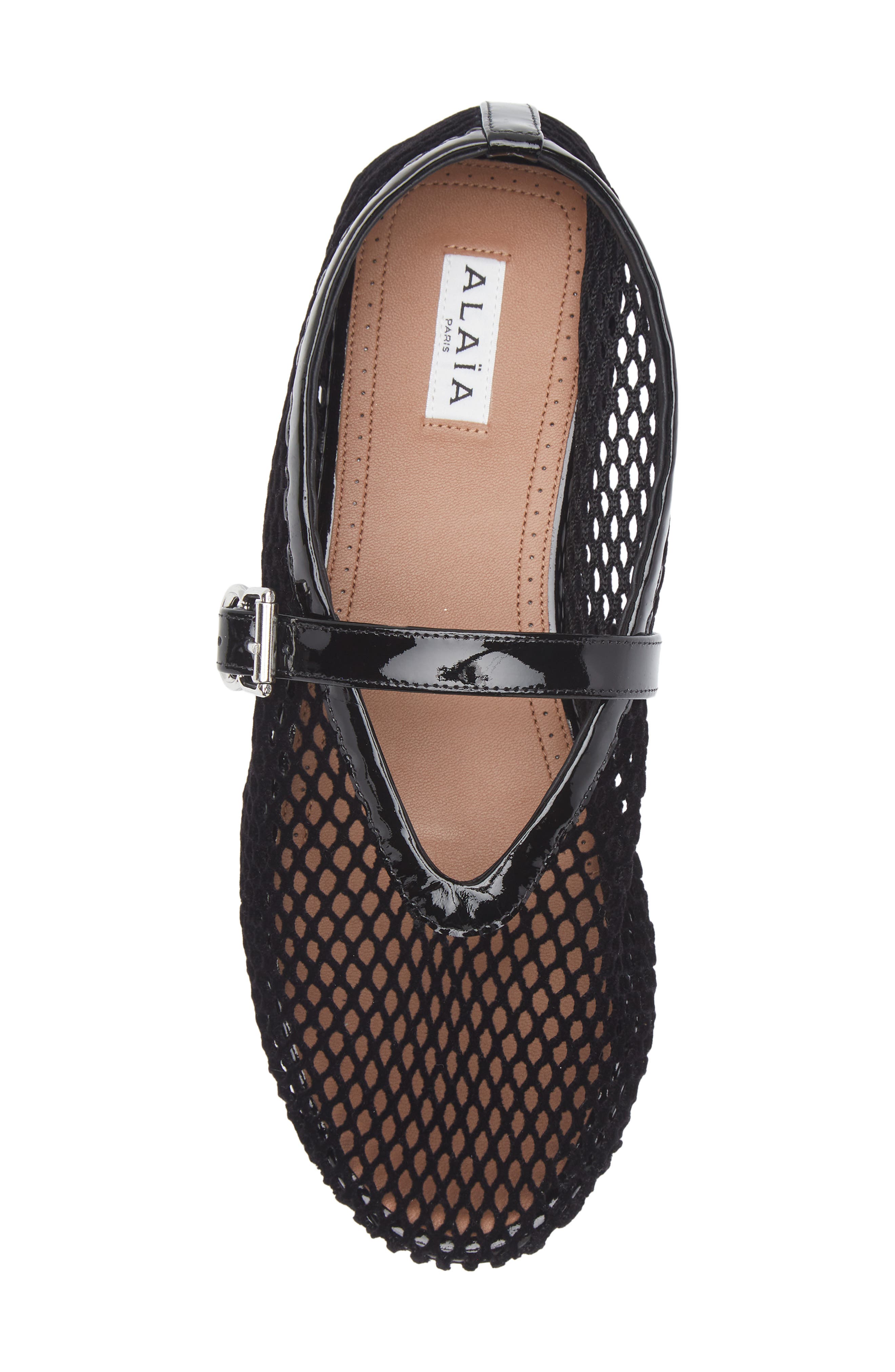 Alaïa Fishnet Mary Jane Flat, Alternate, color, 